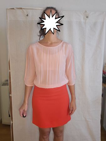 Robe Maje taille 2 (36fr) soie rose pêche et corail