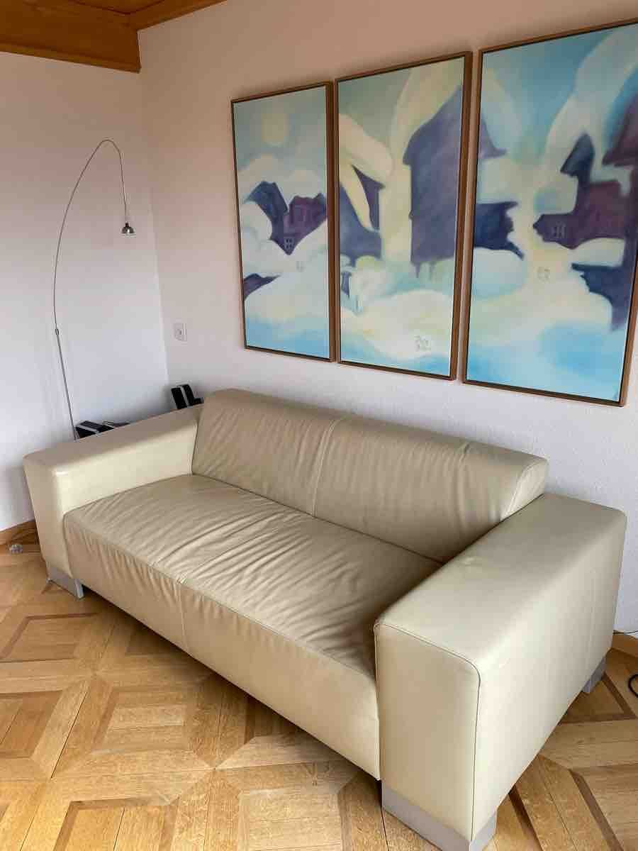 Divani: Designklassiker Sofa Leder in Beige – Usato da Bettmeralp venduto da car_wsw6 1