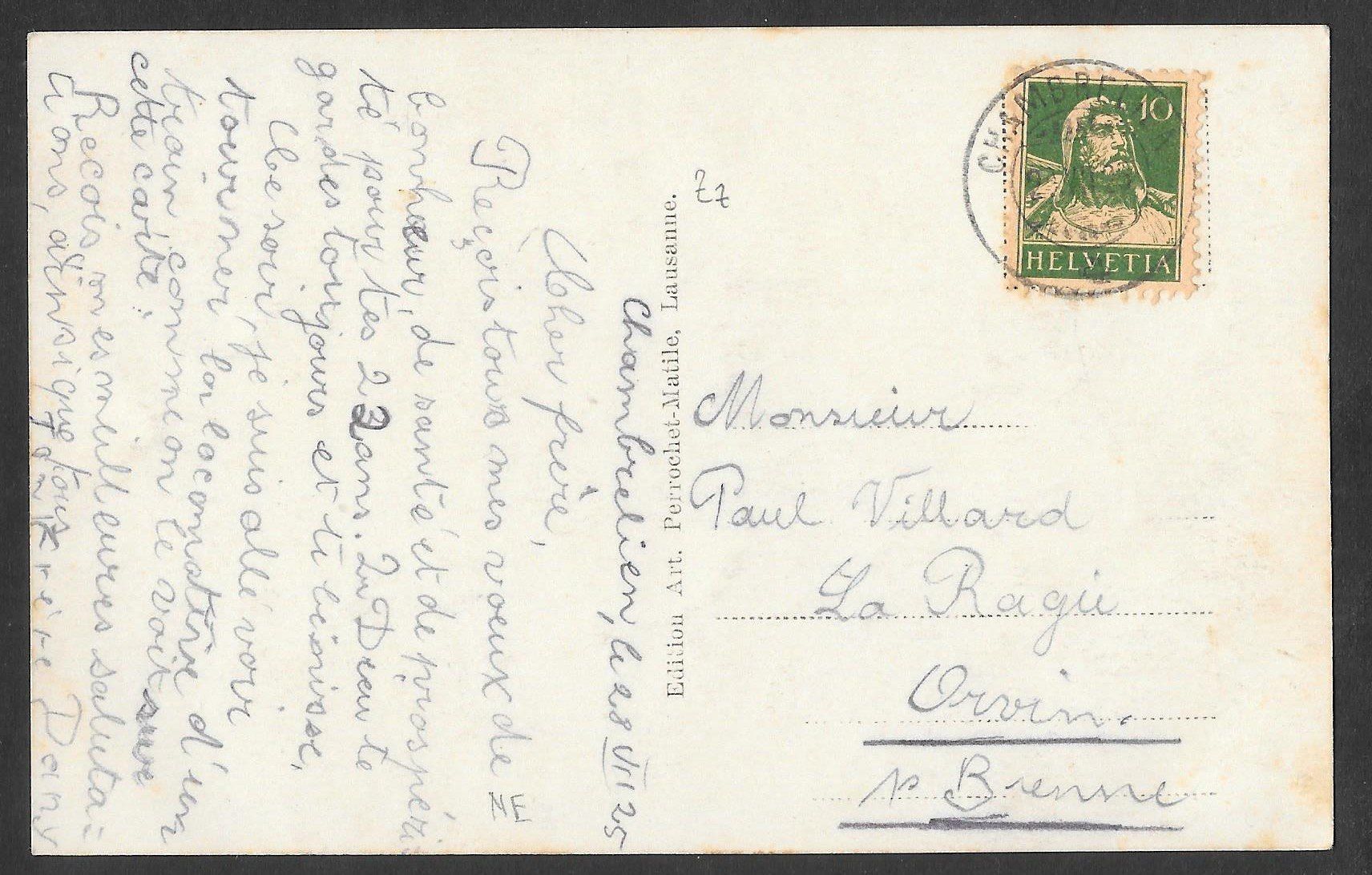 Cartoline postali: Chambrelien Kopfbahnhof mit Dampflokomotive – Usato da Olten venduto da clotaldi 1