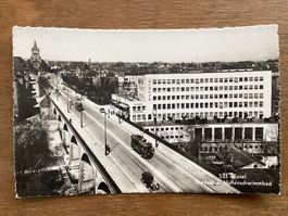 AK Basel. Viadukt und Hallenschwimmbad 1945 g. nach Wolfwil