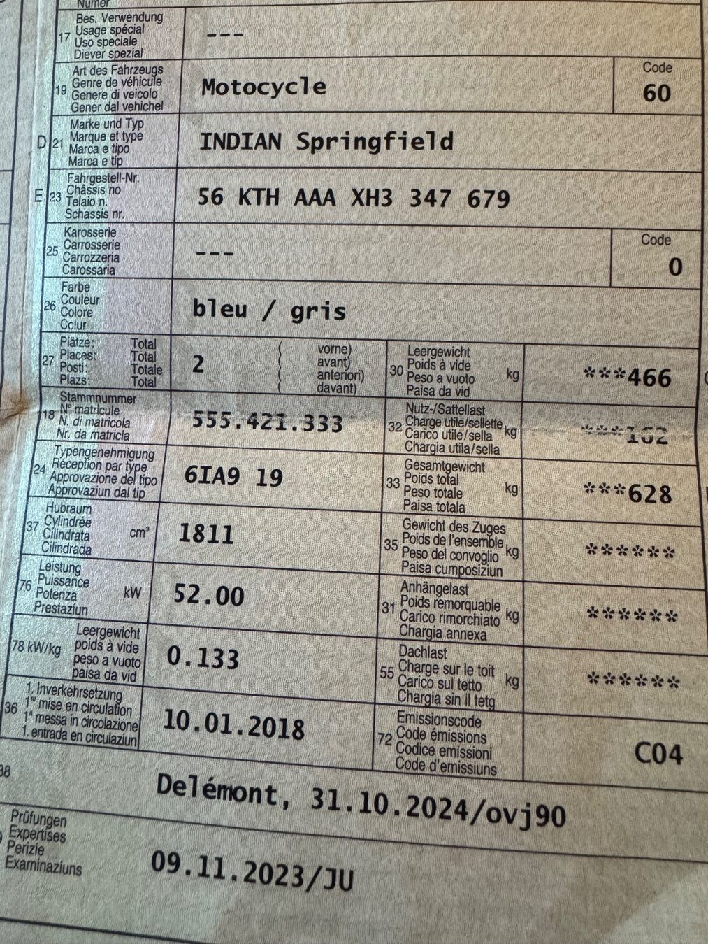Indian Motorcycle Strasse: Indian Springfield , noire élégante, printemps parfait! – Gebraucht aus Les Breuleux von Titi610 3