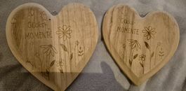Holzherz mit Blumenmotiv "Glücksmomente" Dekoration