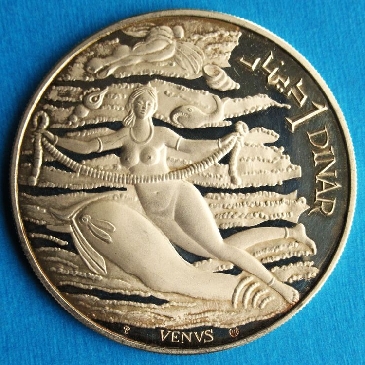 orig. 1 د.ت DINAR VENUS 1969 Aphrodite silver Ag 925 Tunisia (Gebraucht ...