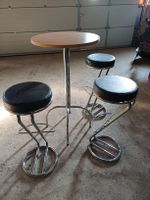 Bar-Set: Tisch mit 3 Barhocker, Chromstahl, Top Zustand!