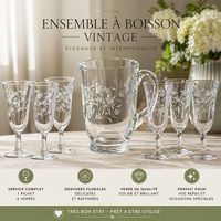 Ensemble ancien carafe et verres gravés
