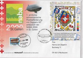 Ballon-Brief NABA 2000 St.Gallen (Bord-Stempel!)