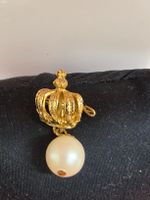 Brosche Krone mit Perle goldfarben guter Zustand