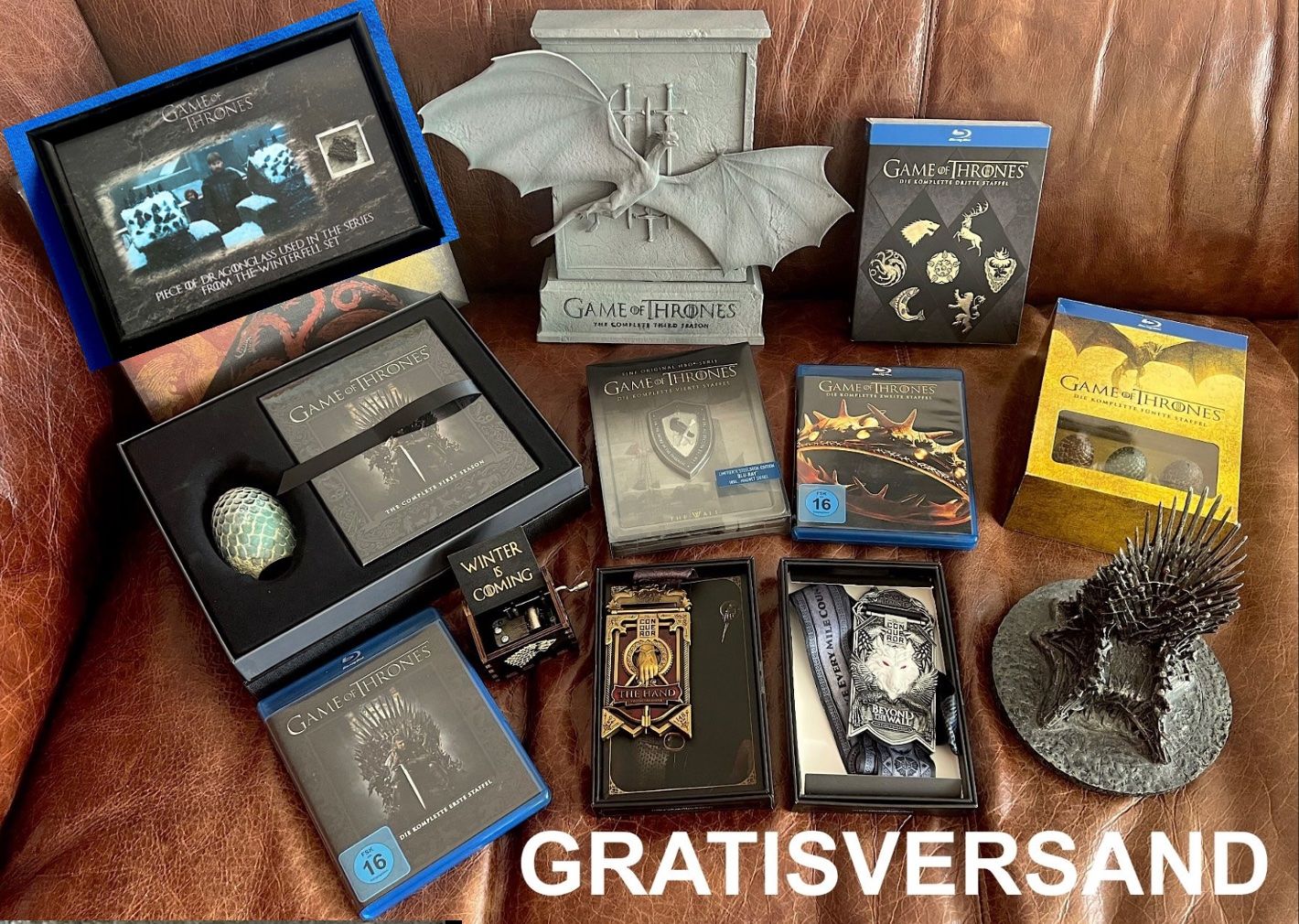 Tutti i DVDs: GAME OF THRONES 1-5 Eiserner Thron, Dracheneier Dragonglass – Nuovo (secondo la descrizione) da Solothurn venduto da StarsInYourHome
