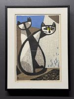 Tomo Inagaki Japanischer Holzschnitt - Zwei Katzen 🐈 15x20
