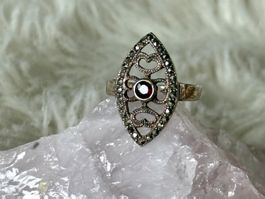 Vintage Silberring 925 mit rotem Stein