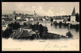 AK Solothurn, Ortsansicht mit Brücke und Fluss