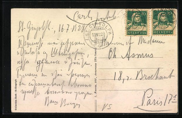 Cartoline postali: AK St-Gingolph, Lac Leman, 1928 – Usato da Berlin venduto da bartko-reher 1