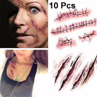 10 Blatt Halloween Zombie Tattoo falsche Narbe