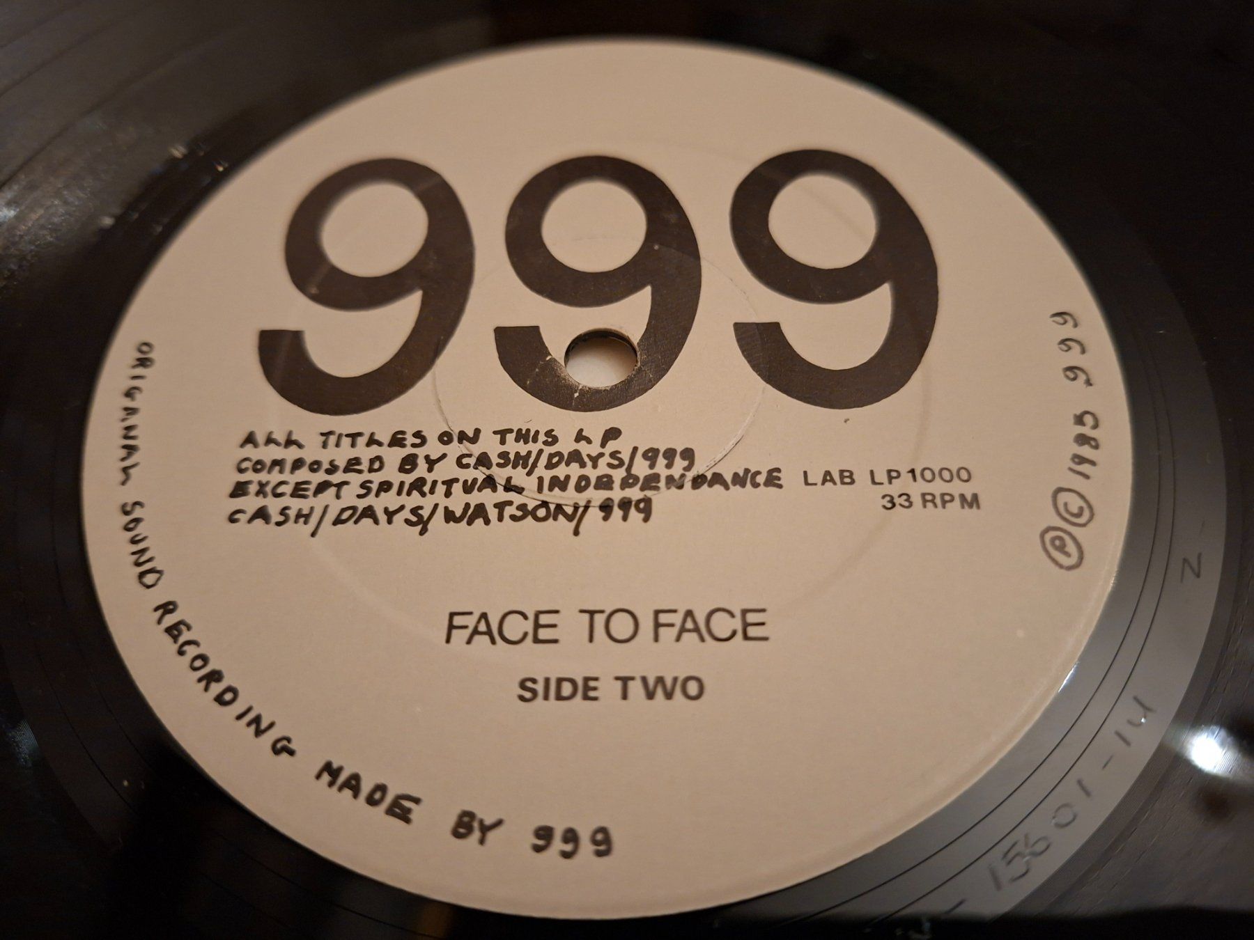 Vinyles: New Wave/Punk LP - 999 - Face to Face – D'occasion à Bernex par Wannabehasbeen01 2