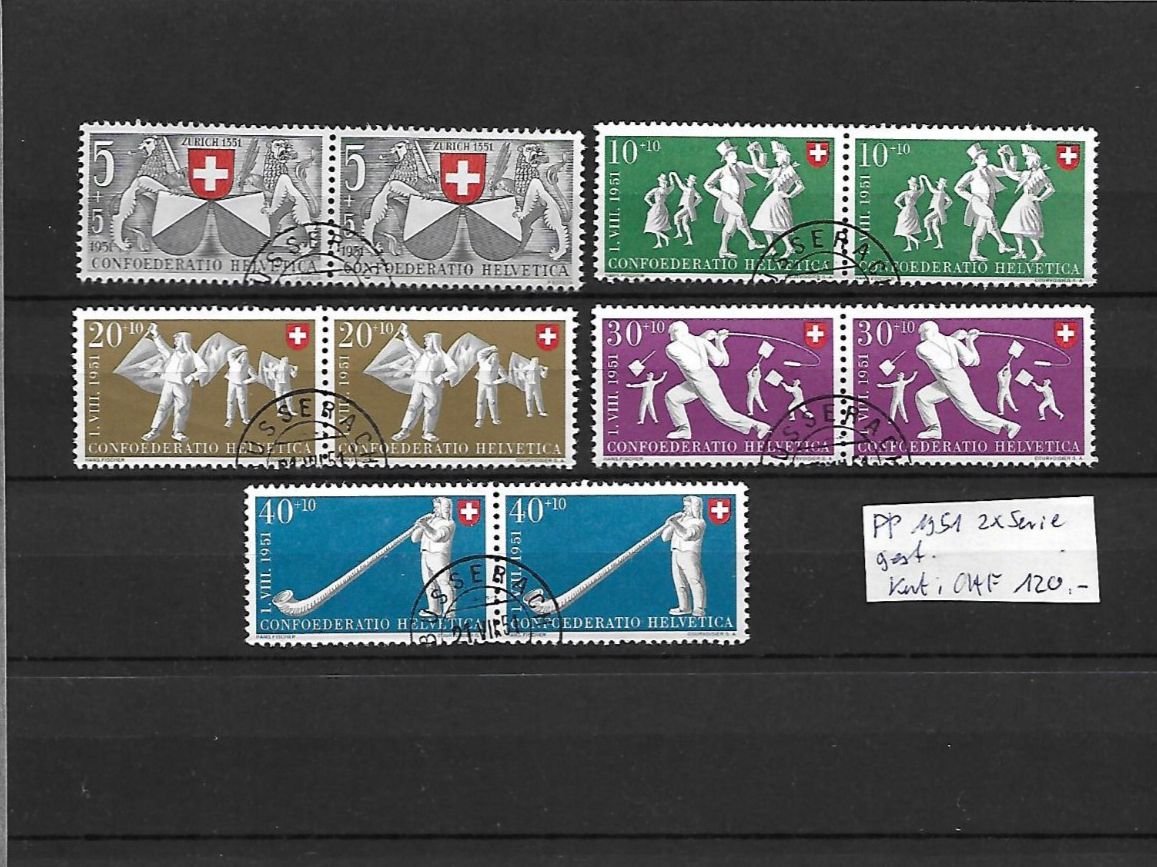 Tutti i francobolli: PP 1951 2xSerie gest. Kat: CHF 120.- – Usato da Basel venduto da Ilp