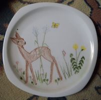 Süsser Teller Reh Bambi Frühling Deko handbemalt