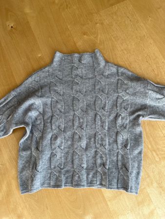 Kuscheliger Zopfstrick-Pullover, Grau, Gr. S