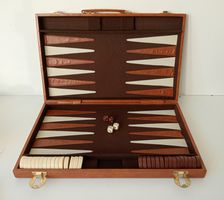 Vintage Backgammon Braun Koffer 56 x 45 cm Komplett & Gross