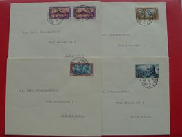 1929, PRO JUVE: J49-J52 Vier saubere Ersttagsbriefe, 1500.-+