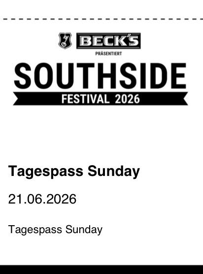 Billets: Southside Ticket Sonntag 21.06.2026 – Neuf avec emballage d'origine à Schmidrüti par nathalie.18