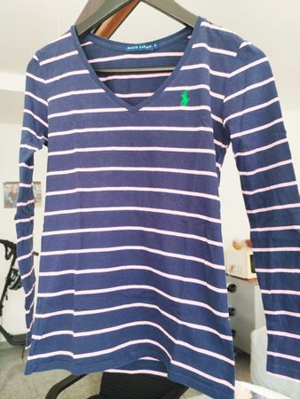 Ralph Lauren blau-rosa gestreifter Pullover, Größe S