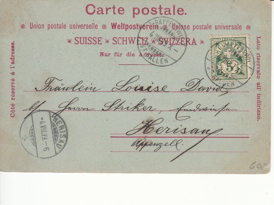 Cartoline postali: Rapperswil 1899 – Usato da Bürglen TG venduto da StampGraf 1