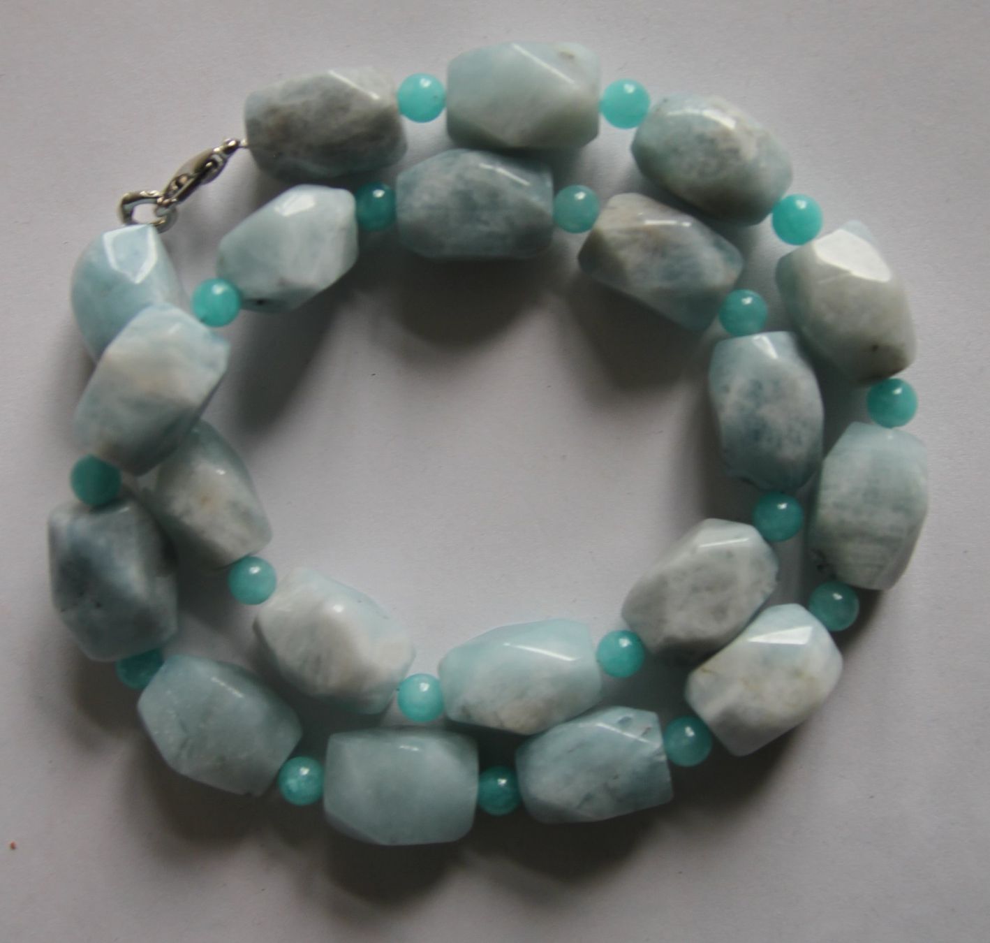 Catenine: NEU: MEGA Aquamarin Amazonit Kette Collier Aquamarinkette – Nuovo (secondo la descrizione) da Matten b. Interl venduto da EdelsteineInterlaken