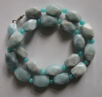 NEU: MEGA Aquamarin Amazonit Kette Collier Aquamarinkette