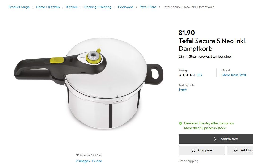 Tefal Pentole: Tefal Secure 5 Neo Pressure Cooker - NEW – Nuovo e nell'imballaggio originale da Adliswil venduto da fashionholic 4