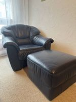 Ledersessel aus echtem Leder mit Hocker