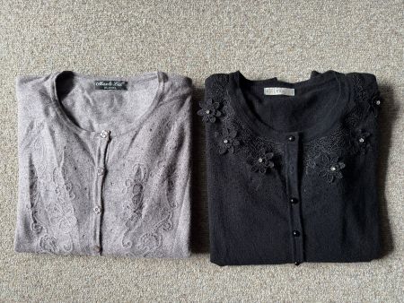 Set Pullover Jäckchen, Damen beide Gr. XL/XXL, schwarz/braun