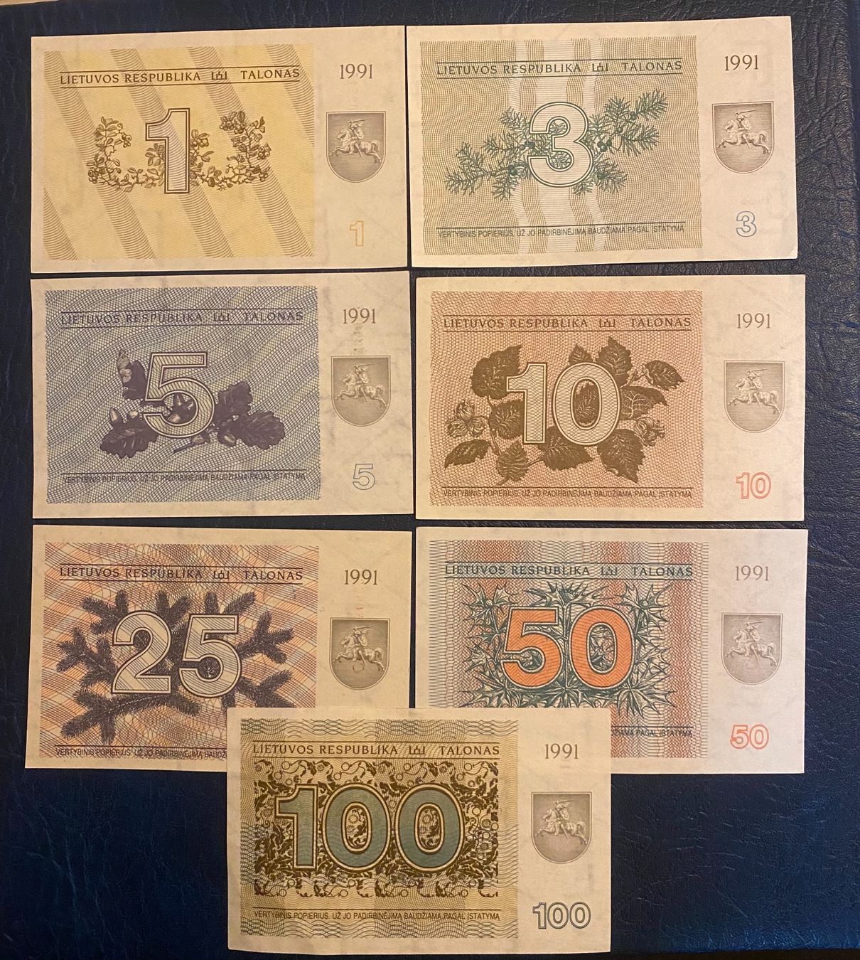 Banconote: LITUANIA SET COMPLETE  PICK.32b-38b 1991 – Usato da Dällikon venduto da Woldbanknoten 2