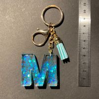 NEU: Schlüsselanhänger Buchstabe M türkis glitzer keychain