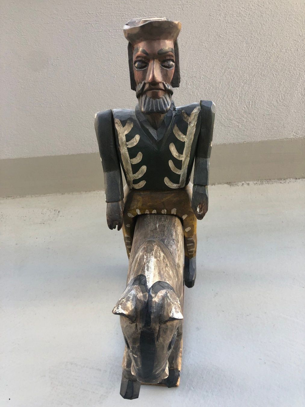 Sculture & Statue: STATUA IN LEGNO UOMO A CAVALLO – Usato da Davesco-Soragno venduto da kappas