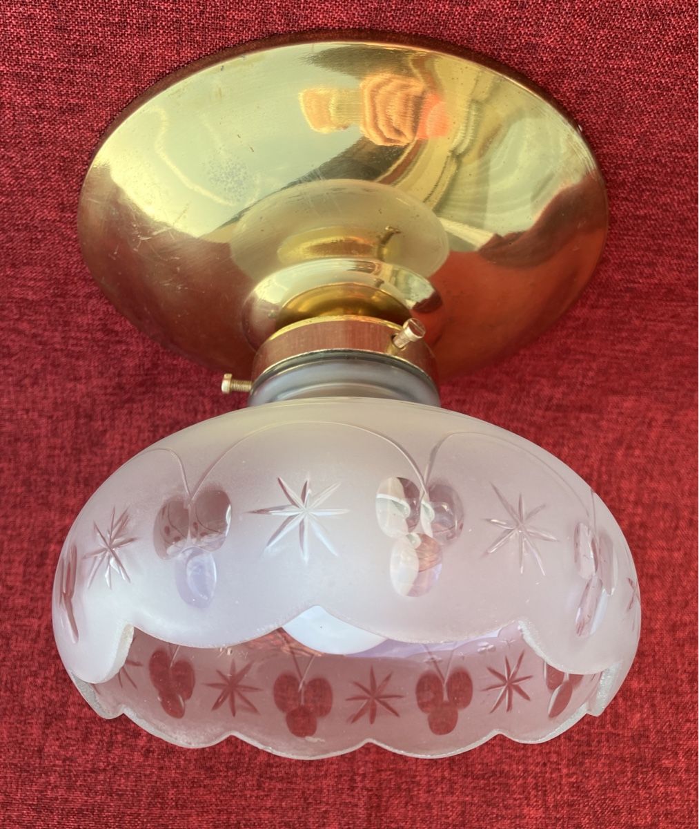 Lampadari & plafoniere: Alter Messing Deckenlampe Handgeschliffenes satiniertesglas – Usato da Zürich venduto da otomado 3