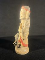 Statuette Vintage Os Sculpté Main Bali Sage et Éléphant