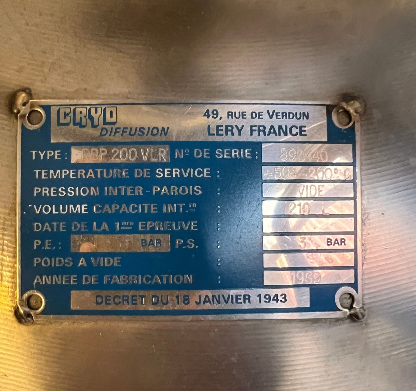 Accessori da laboratorio: Cryo Diffusion RBP 200 VLR flüssig Stickstofftank – Usato da Niederdorf venduto da LeptonAG_Labor 5