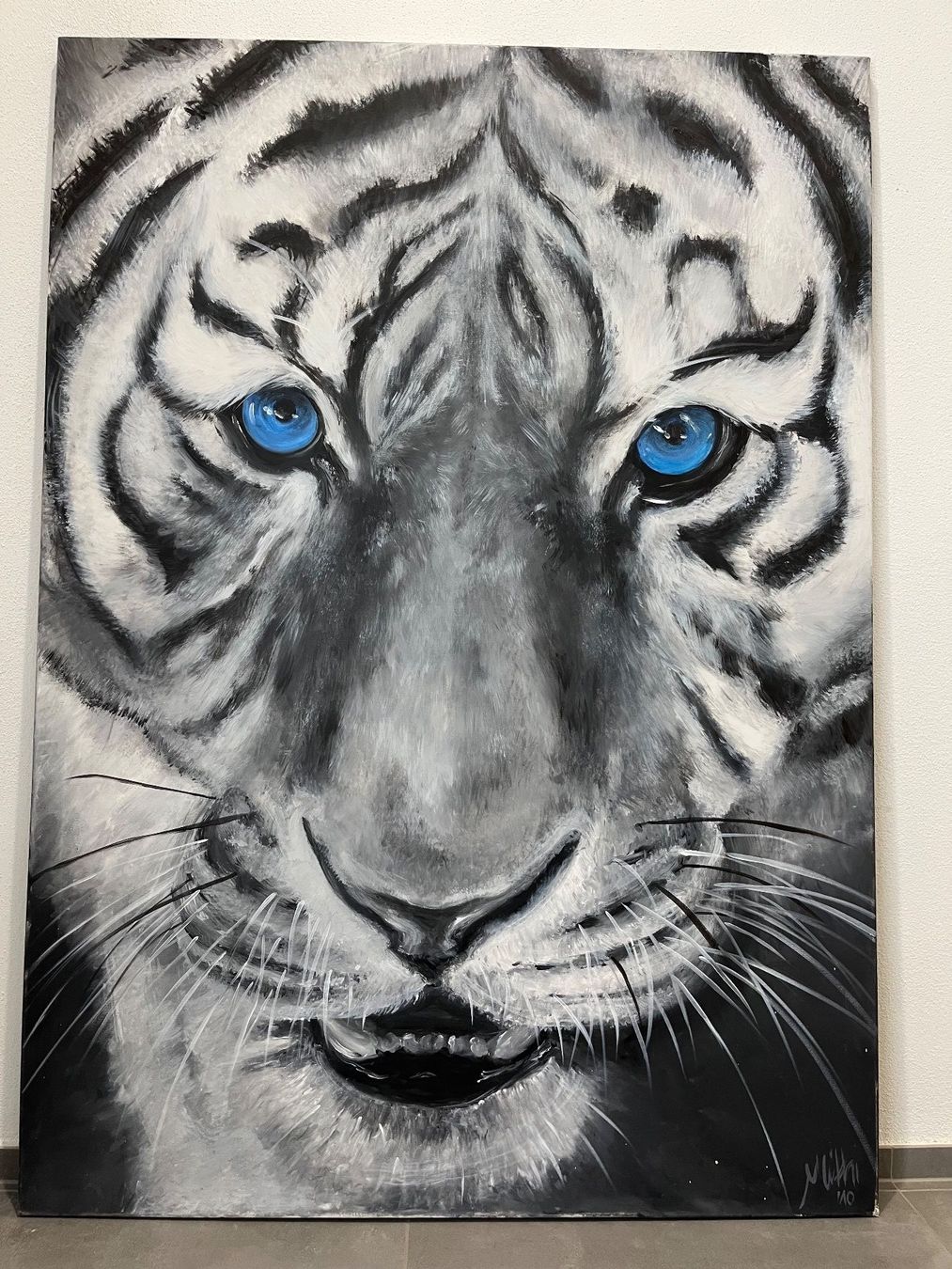 Dipinti: Wunderschönes handgemaltes Gemälde Tiger, M. Lüthi 140x100cm – Usato da Maur venduto da Schoggi-22