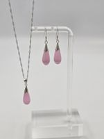 Schmuckset Rosenquarz Silber 925, 45cm