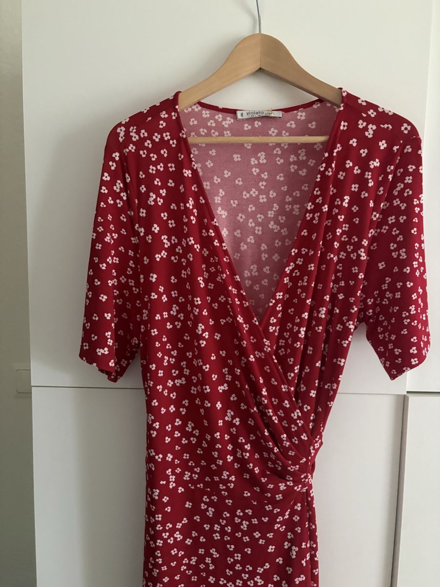 Mango Vestiti: Robe portefeuille Mango rouge fleurs taille L – Nuovo (secondo la descrizione) da Pully venduto da kaba07 1