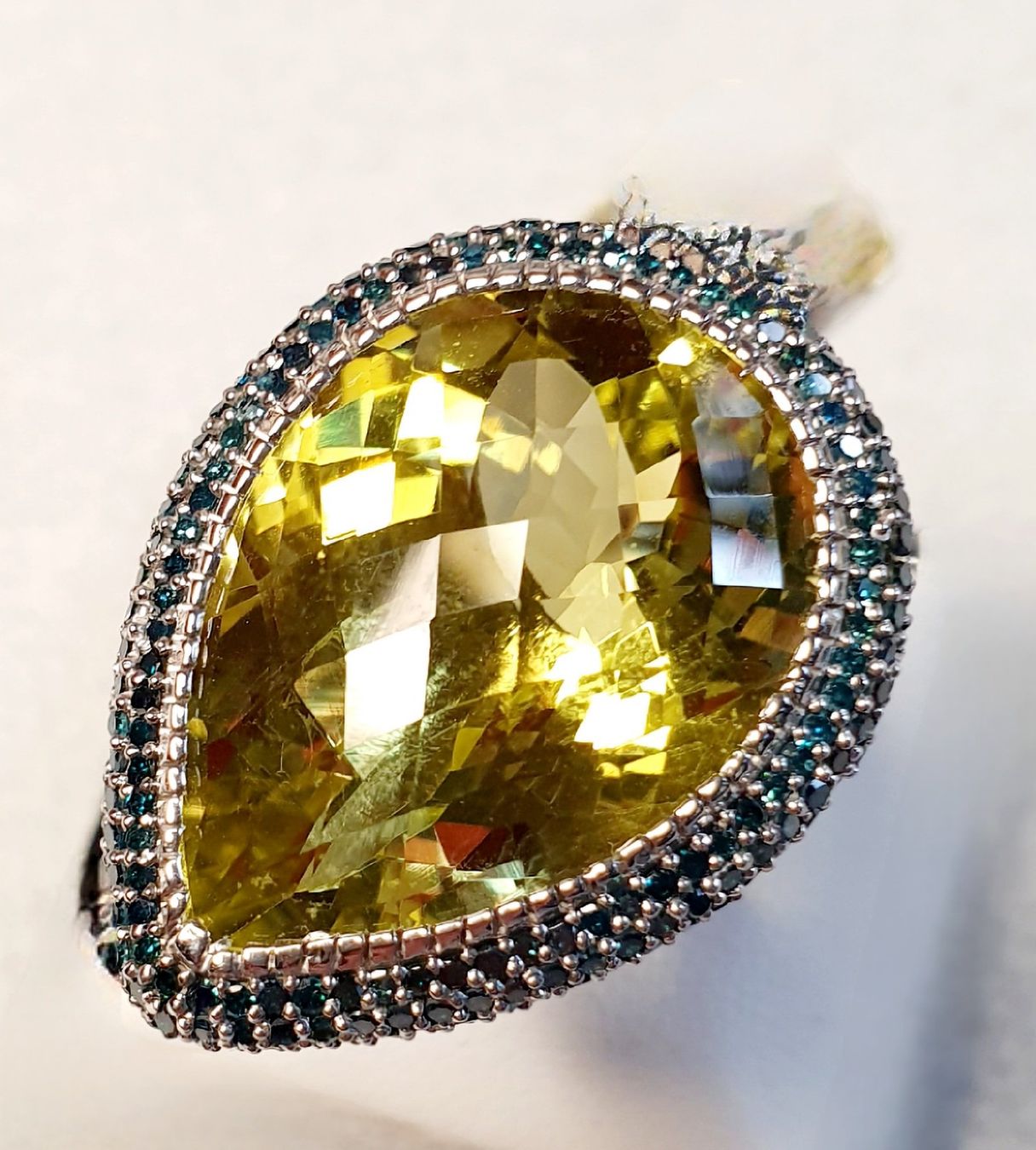 Anelli: Ring Silber mit Citrin und blauen Diamanten – Nuovo (secondo la descrizione) da Zürich venduto da benedikt12 6