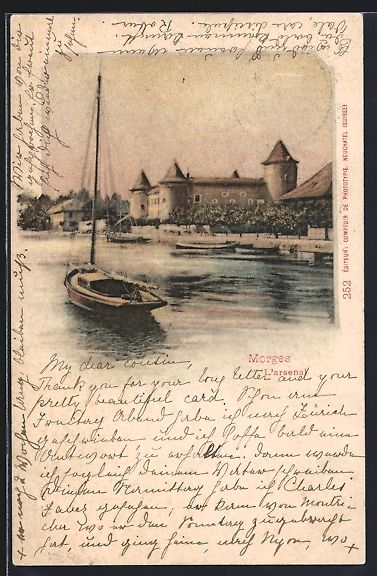 Cartoline postali: AK Morges, L'Arsenal, 1899 – Usato da Berlin venduto da bartko-reher