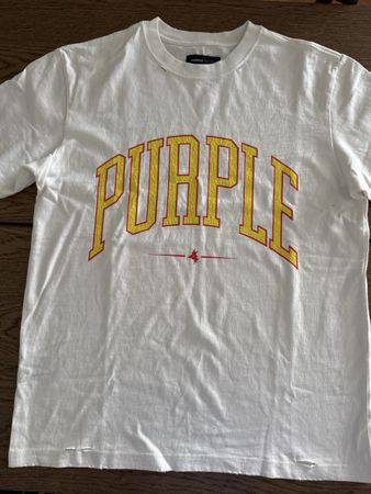 Purple Brand T-Shirt white yellow logo size M