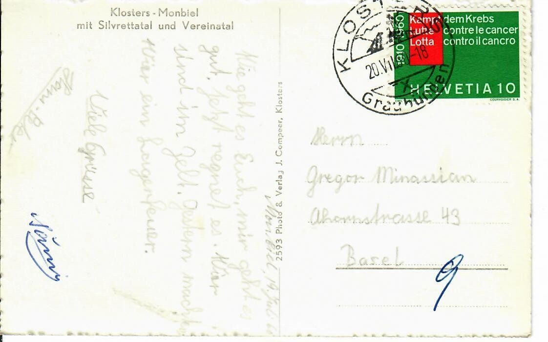 Cartoline postali: Klosters - Monbiel – Usato da Hochdorf venduto da Ziegel-16 1