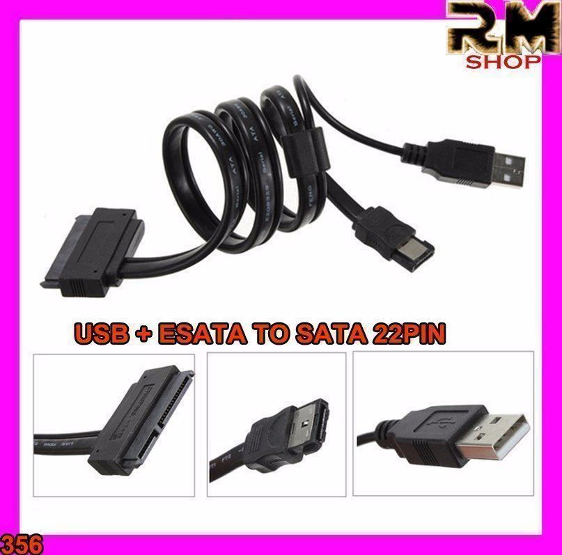 Kabel: USB + eSATA zu SATA 22pin Kabel – Neu und originalverpackt aus Unterägeri von RmOnline