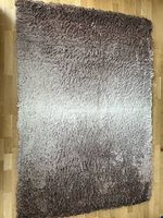 Teppich Hochfloor 140x200 cm Ombré-Optik Braun Weiss
