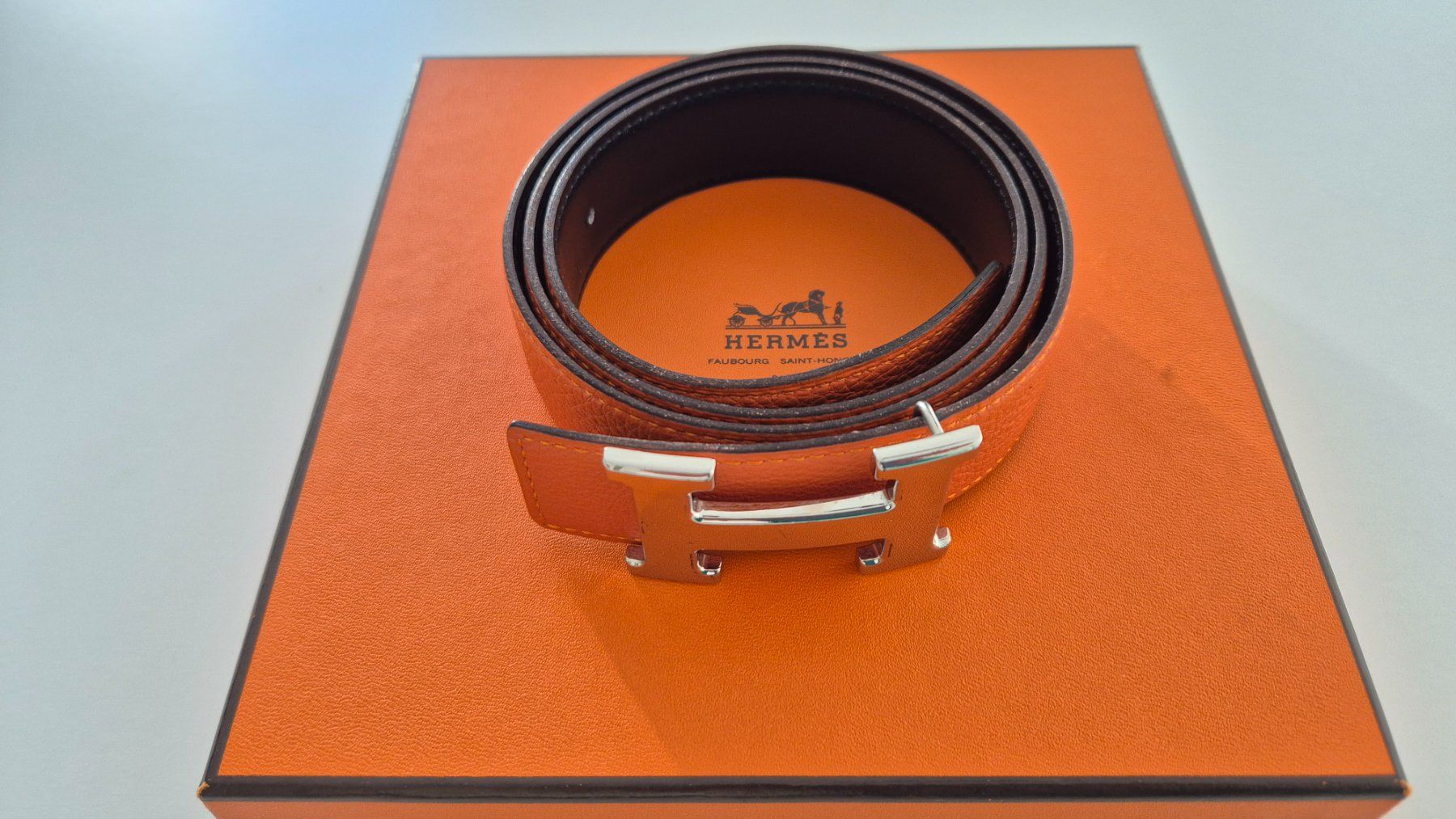 Hermès Gürtel: Ceinture Hermès 90 double orange/noire – Gebraucht aus Genève von pao_8srw 1