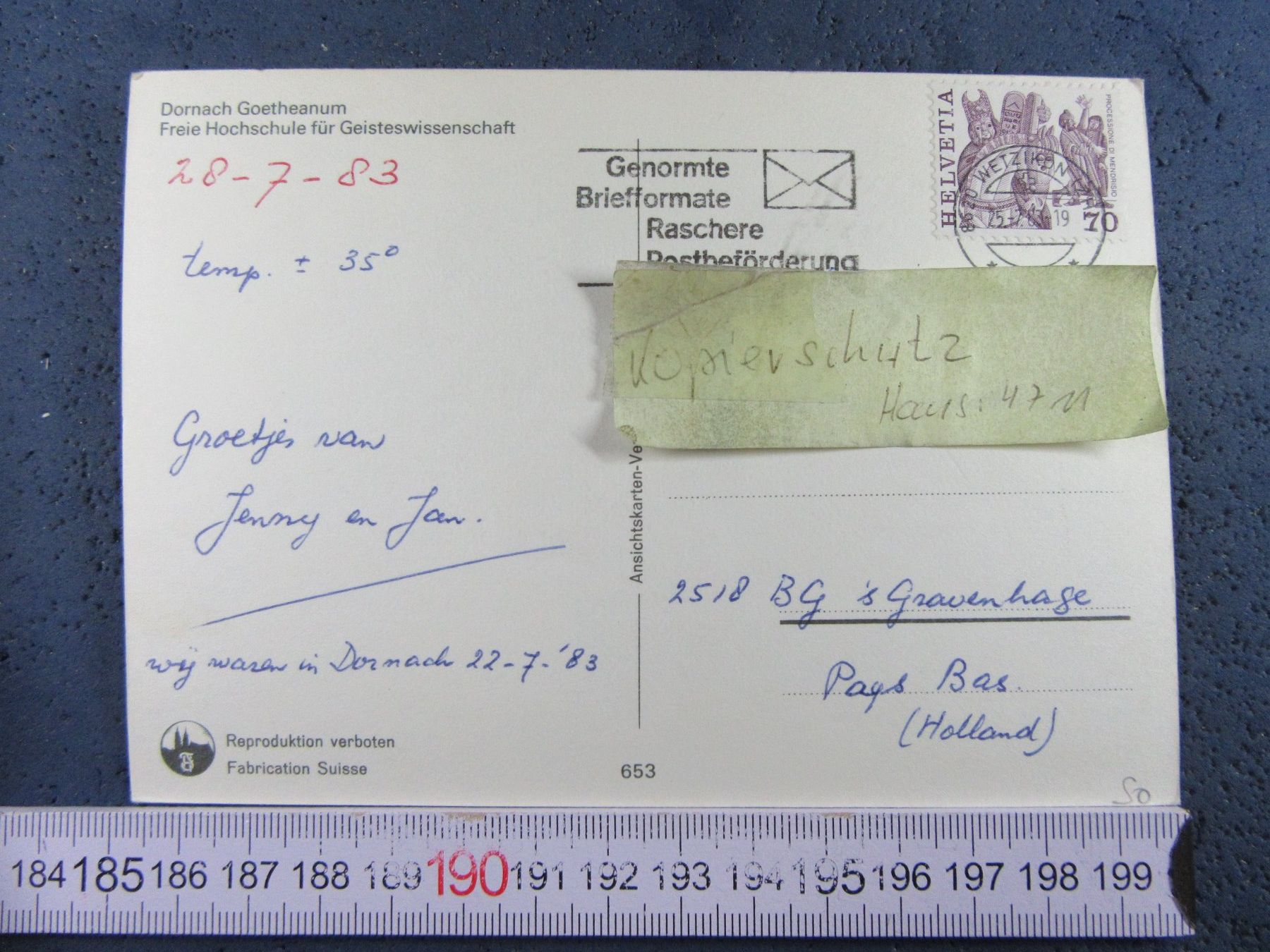 Cartes postales: GOETHEANUM DORNACH 1983 LUFTBILD – D'occasion à Ettingen par Hausi4711 1