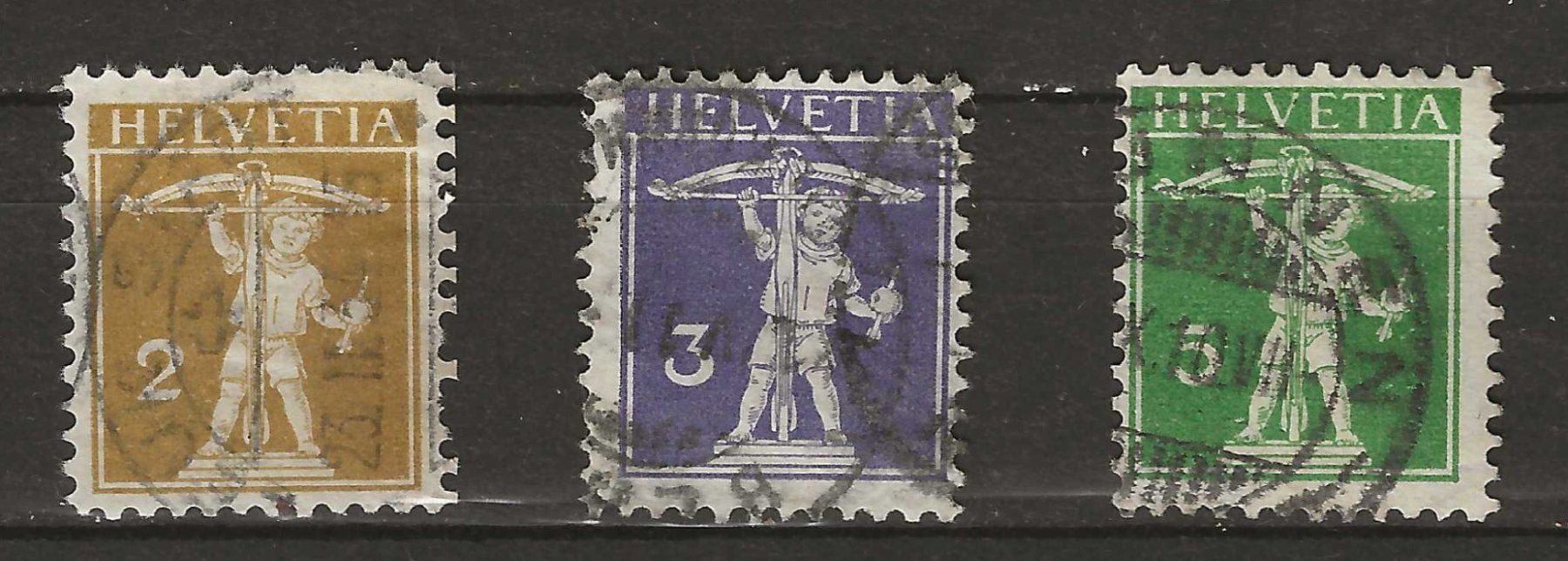 Tous les timbres: Schweiz 1909  Z 117-119 – D'occasion à Susten par lmf_98wh