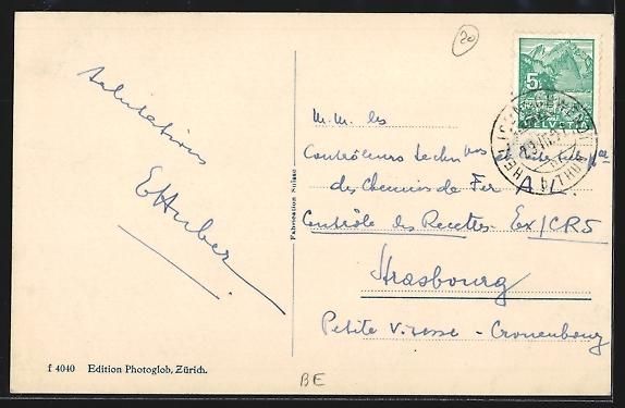 Ansichtskarten: Oberhofen, Ortsansicht mit Eiger, Mönch – Gebraucht aus Berlin von bartko-reher 1